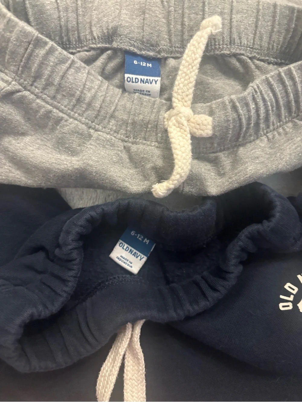 Old Navy Kids Jogger Bundle — Navy, Gray & Cream Size 6-12 Months